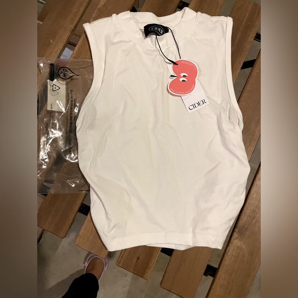 CIDER Sleeveless white top